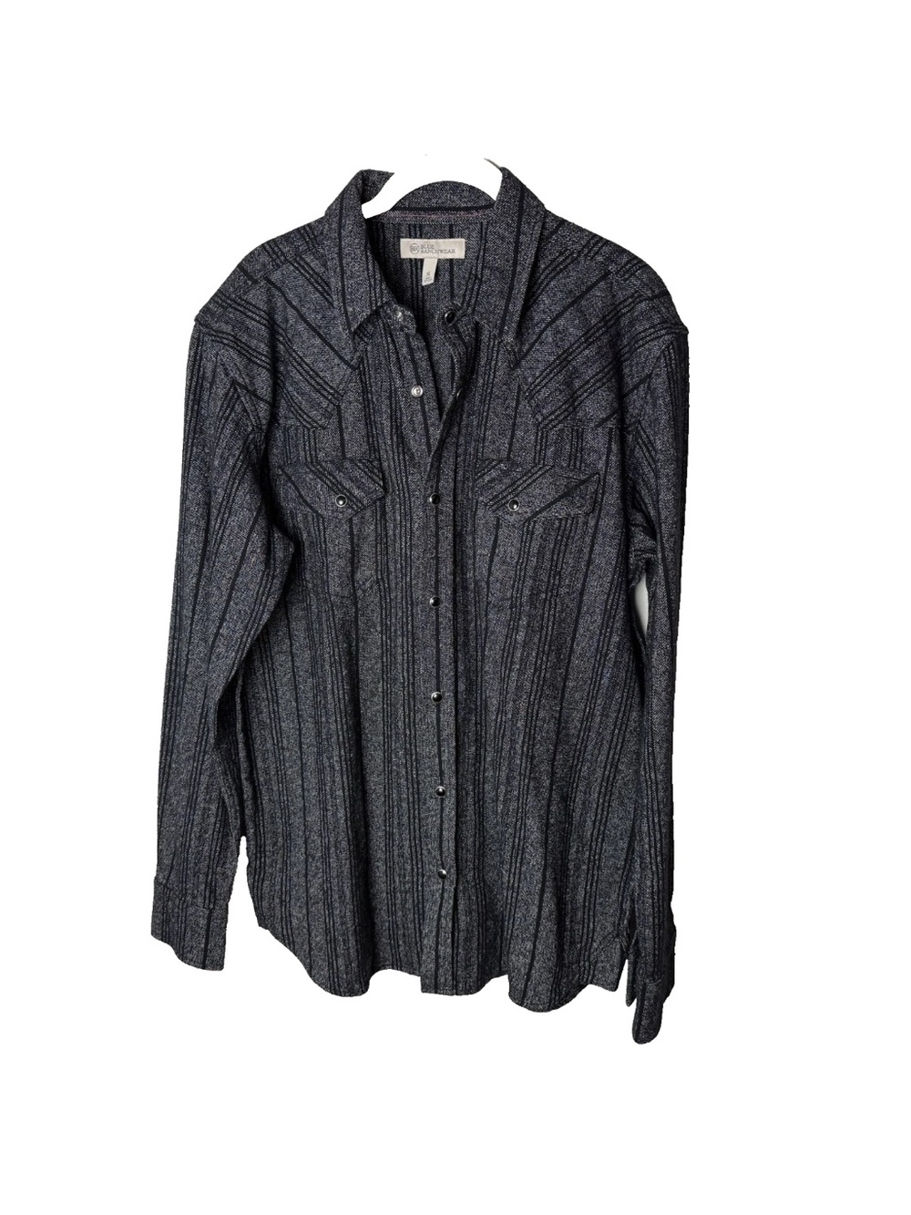 Blue Ranchwear Mens Shirt Size Small Snap Up Black Chest Pockets Cotton Thick